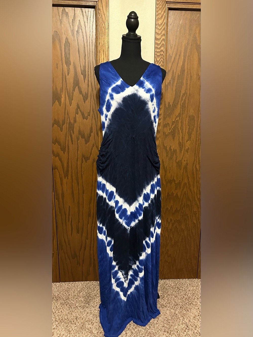 NWT INC International Concepts Sleeveless Blue Tie-Dye V-Neck Maxi Dress